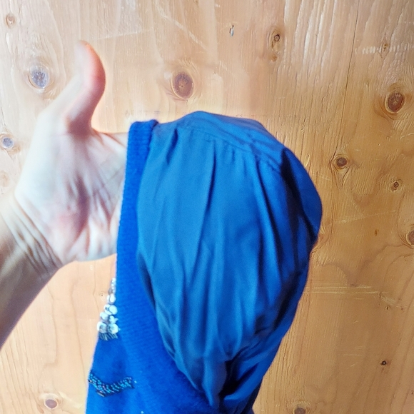 Cee Gee By Sue Wong Vintage Cobalt Blue Lambswool Blend Sweater Dress - Picture 12 of 14